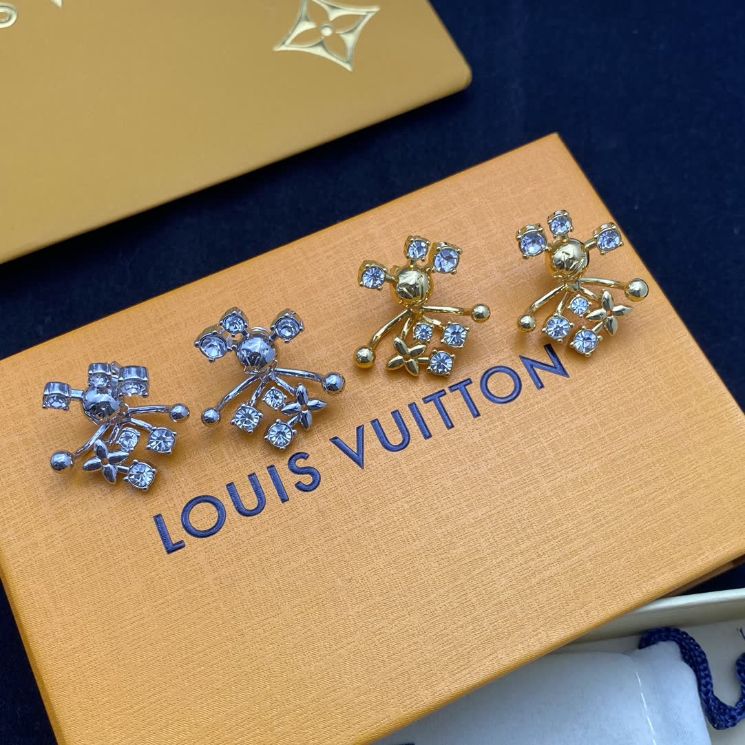 Louis Vuitton Elegant Silver Flower Earrings